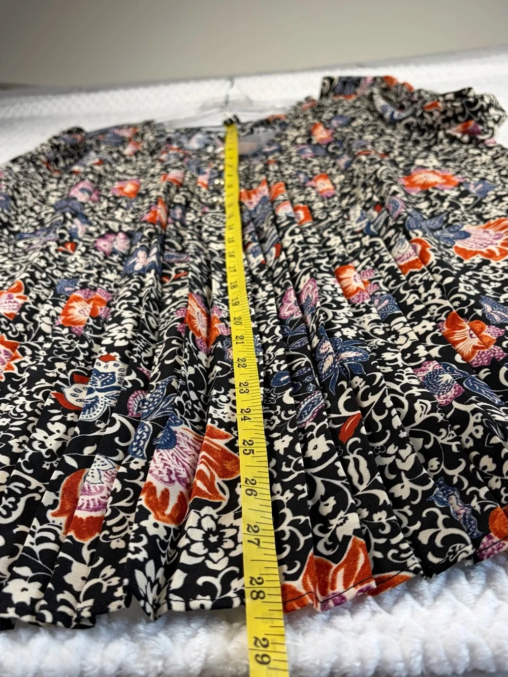 Susan Graver Floral Print Peasant Blouse Long Sleeve Black Multi Tunic Top M - Picture 6 of 10